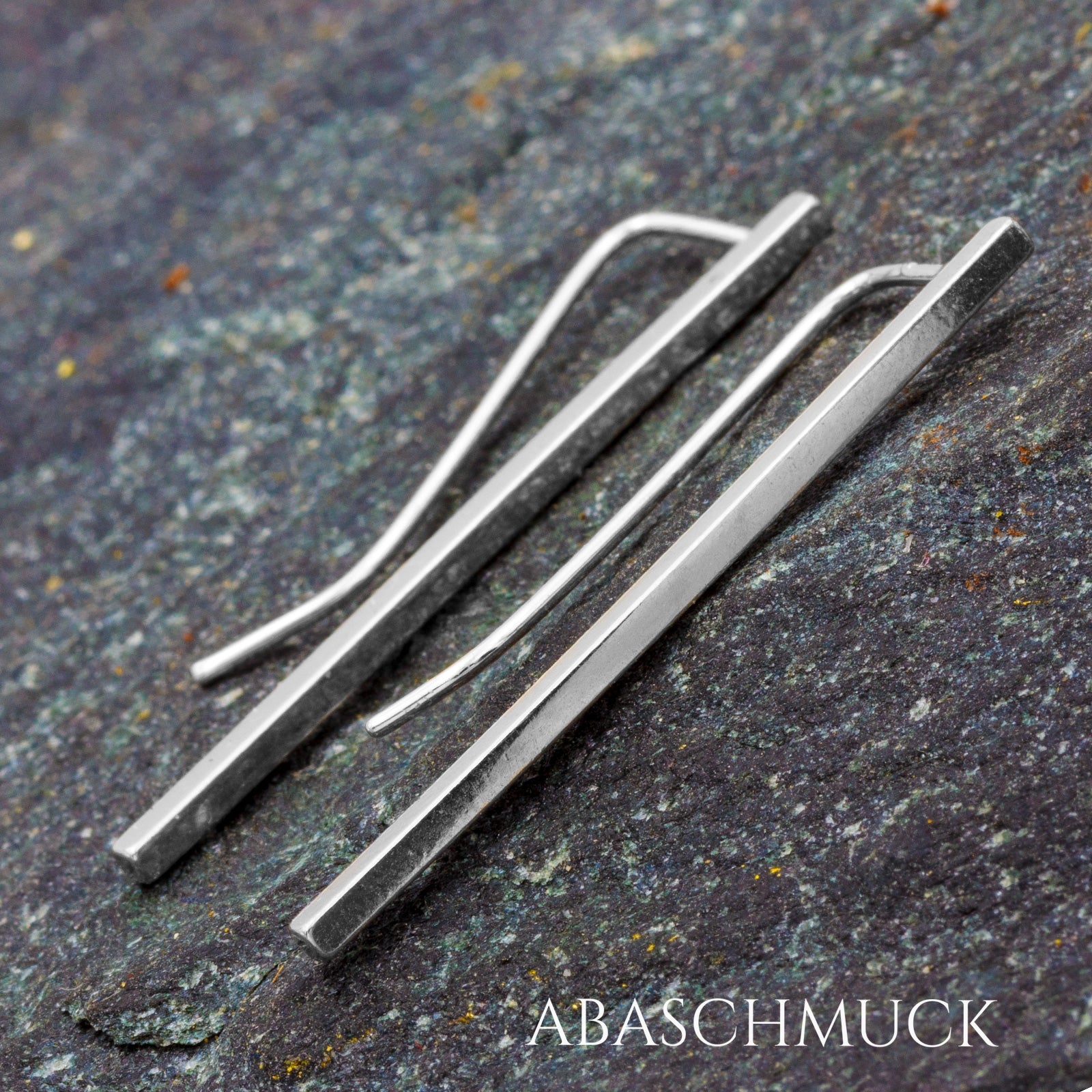 Minimalistische Ohrhänger aus 925 Sterling Silber – elegante, handgefertigte Ohrringe 3,5 cm lang