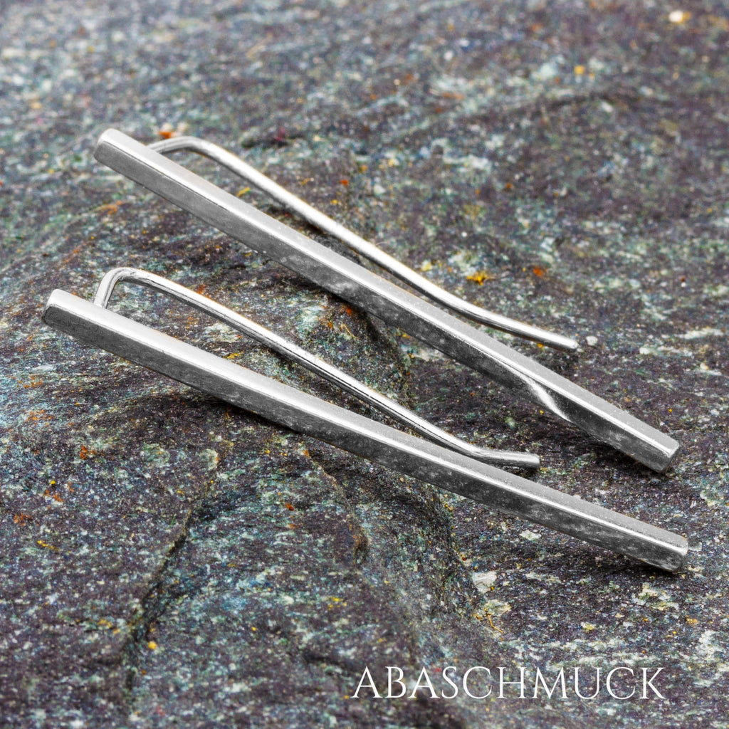 Minimalistische Ohrhänger aus 925 Sterling Silber – elegante, handgefertigte Ohrringe 3,5 cm lang