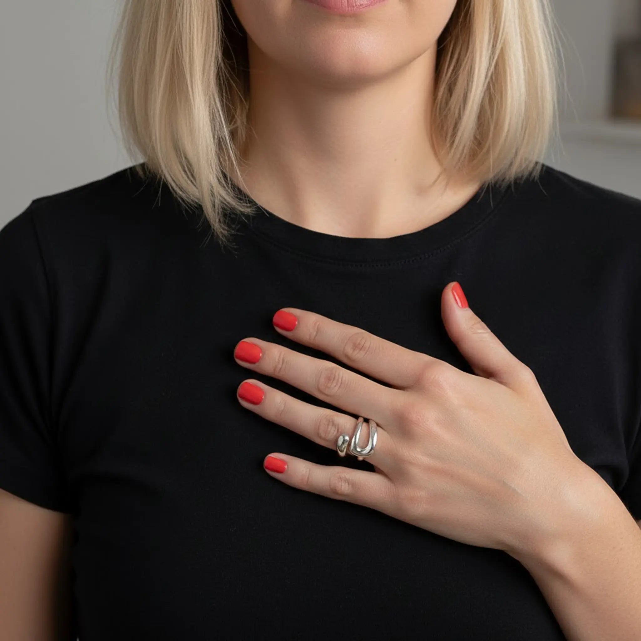 Verstellbarer Silberring 925 Bandring, offen – Modernes geschwungenes Design