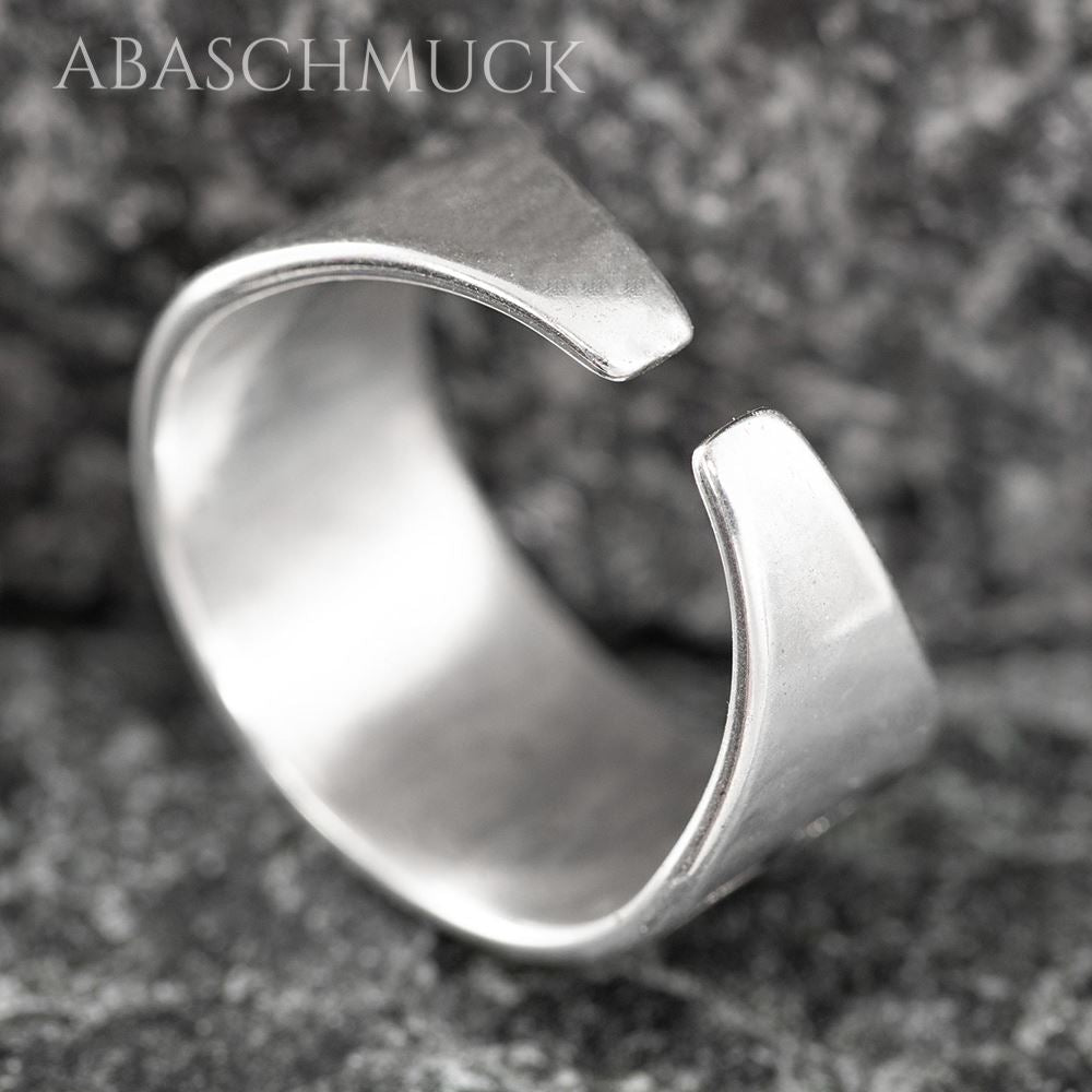 Verstellbarer Silberring 925 Bandring, offen mit dekorativem Ornamentdesign