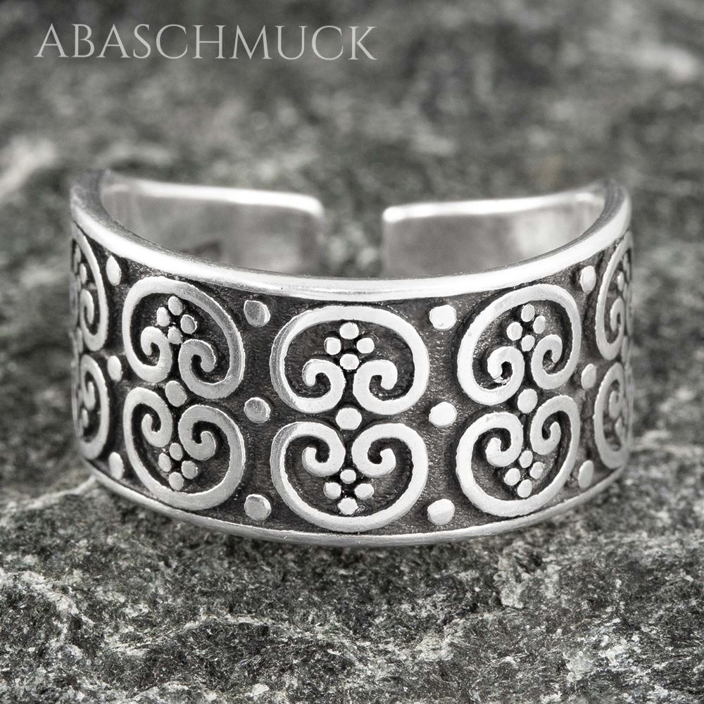Verstellbarer Silberring 925 Bandring, offen mit dekorativem Ornamentdesign