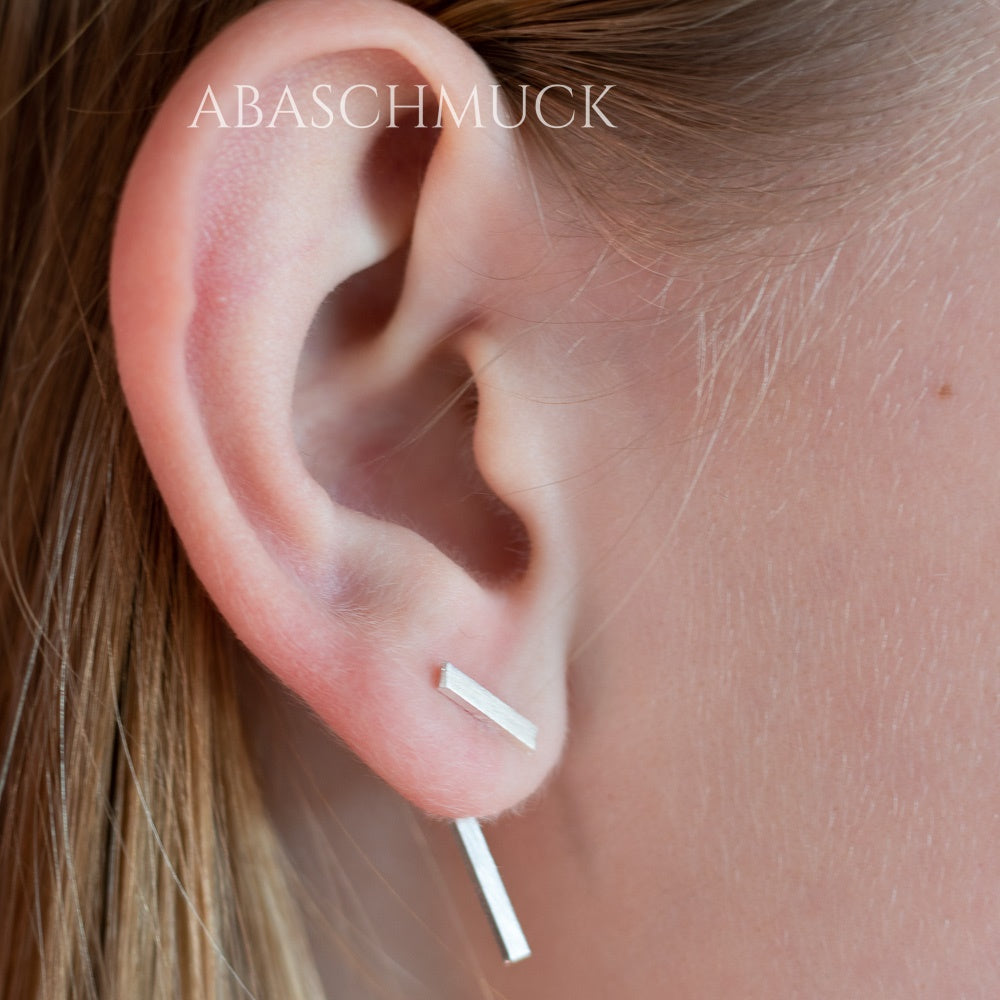 Minimalistische Ohrstecker aus 925 Sterling Silber – moderne, handgefertigte Ohrringe 2 cm lang