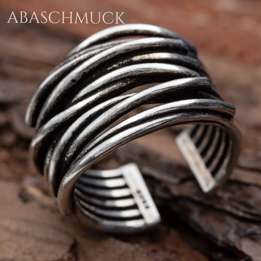 Verstellbarer Ring Bandring offen Silberring – moderner Statement-Schmuck für Frauen
