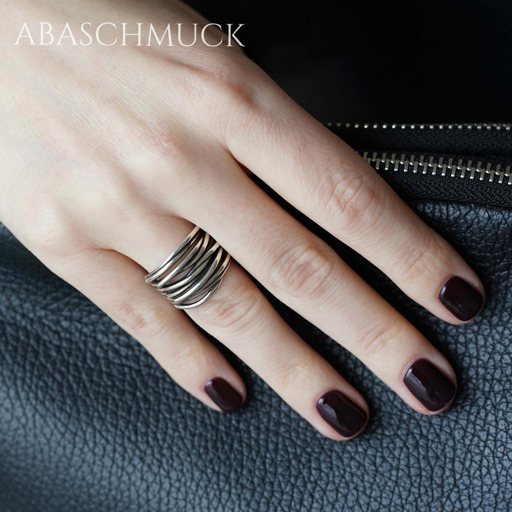 Verstellbarer Ring Bandring offen Silberring – moderner Statement-Schmuck für Frauen