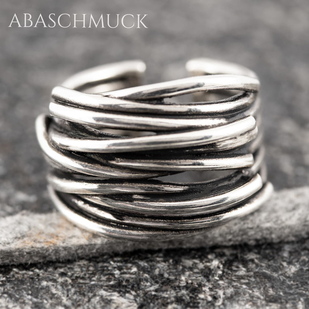 Verstellbarer Ring Bandring offen Silberring – moderner Statement-Schmuck für Frauen