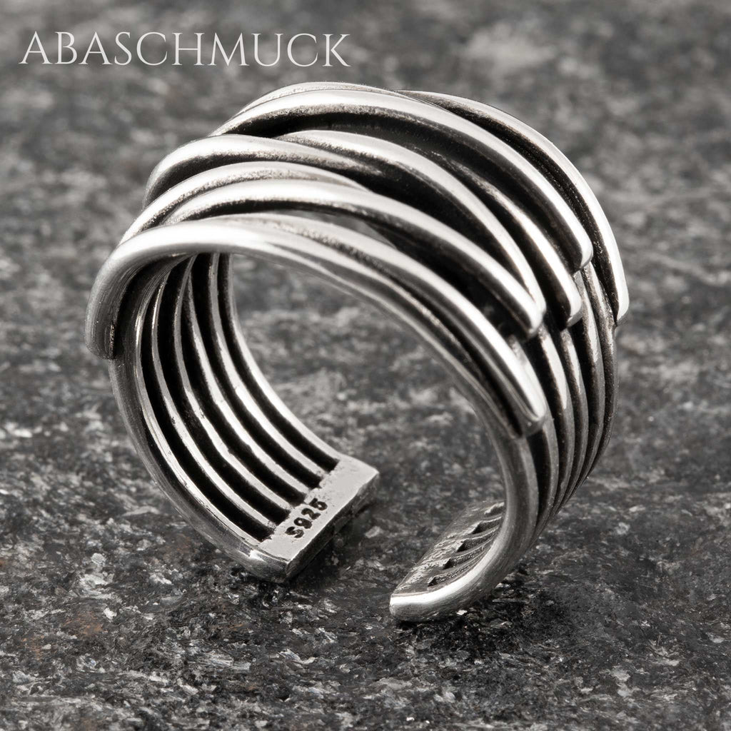 Verstellbarer Ring Bandring offen Silberring – moderner Statement-Schmuck für Frauen