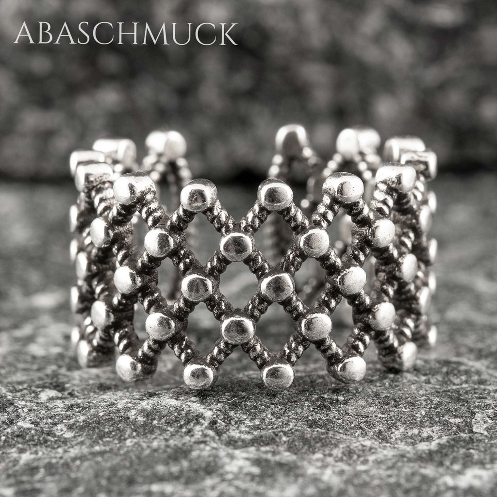 Verstellbarer Ring Bandring offen Silberring – filigraner Designring in Netzoptik