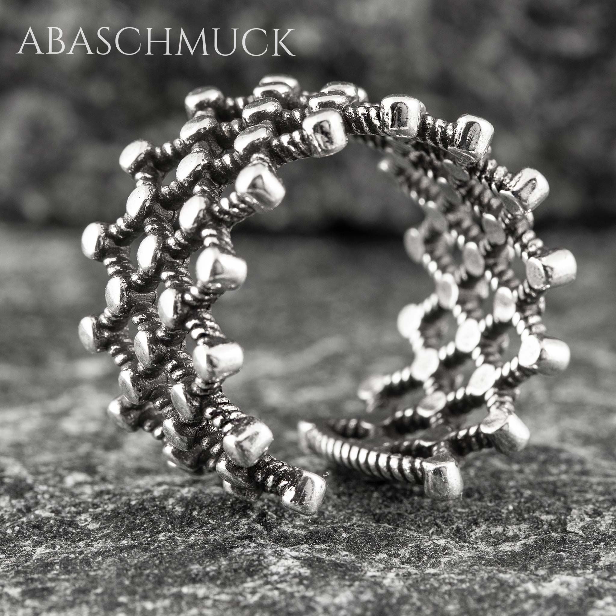 Verstellbarer Ring Bandring offen Silberring – filigraner Designring in Netzoptik