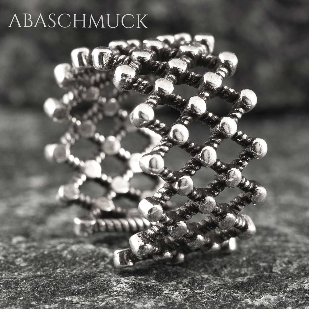 Verstellbarer Ring Bandring offen Silberring – filigraner Designring in Netzoptik