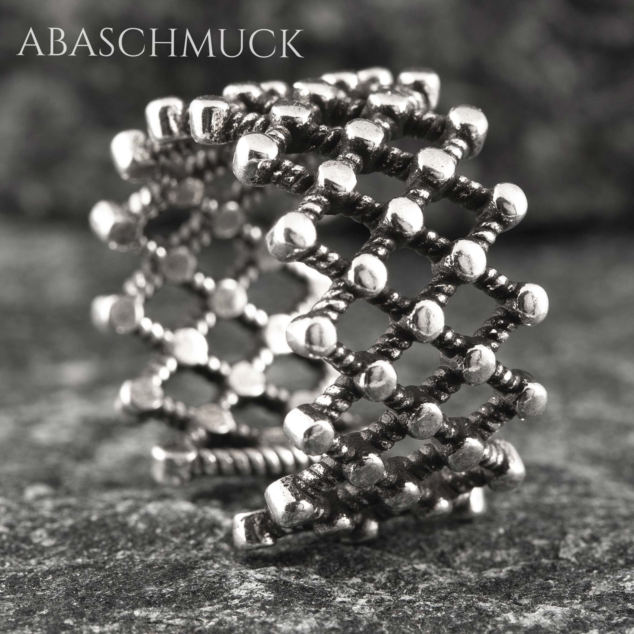 Verstellbarer Ring Bandring offen Silberring – filigraner Designring in Netzoptik