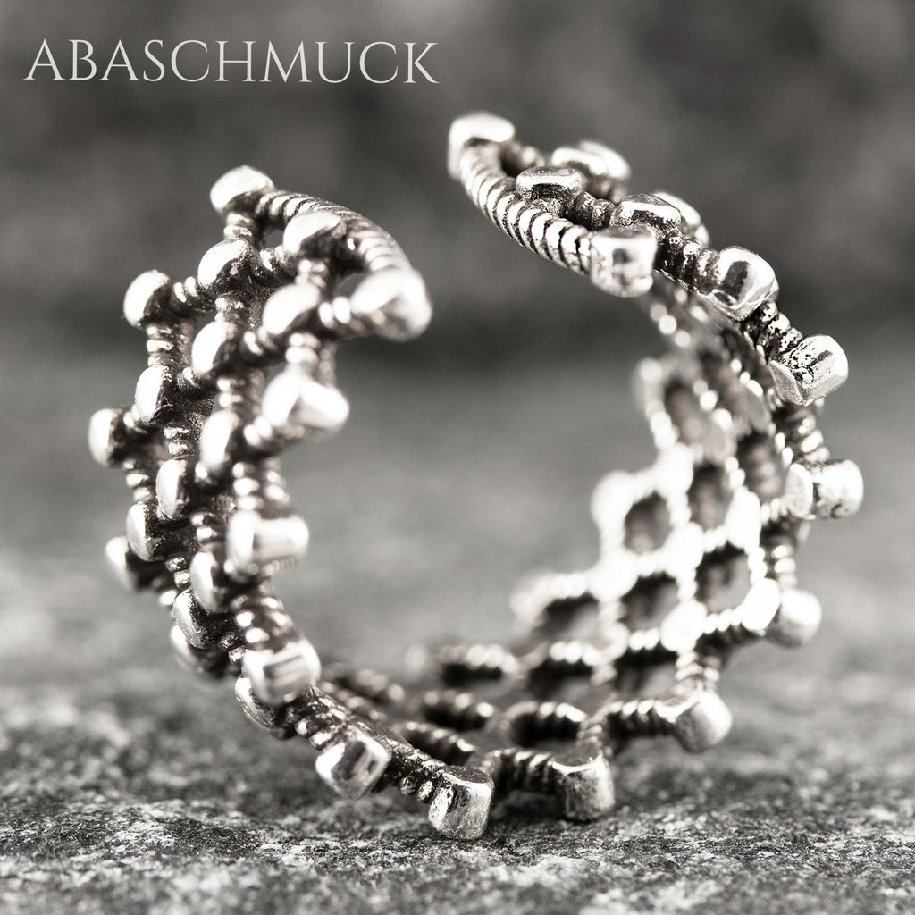 Verstellbarer Ring Bandring offen Silberring – filigraner Designring in Netzoptik