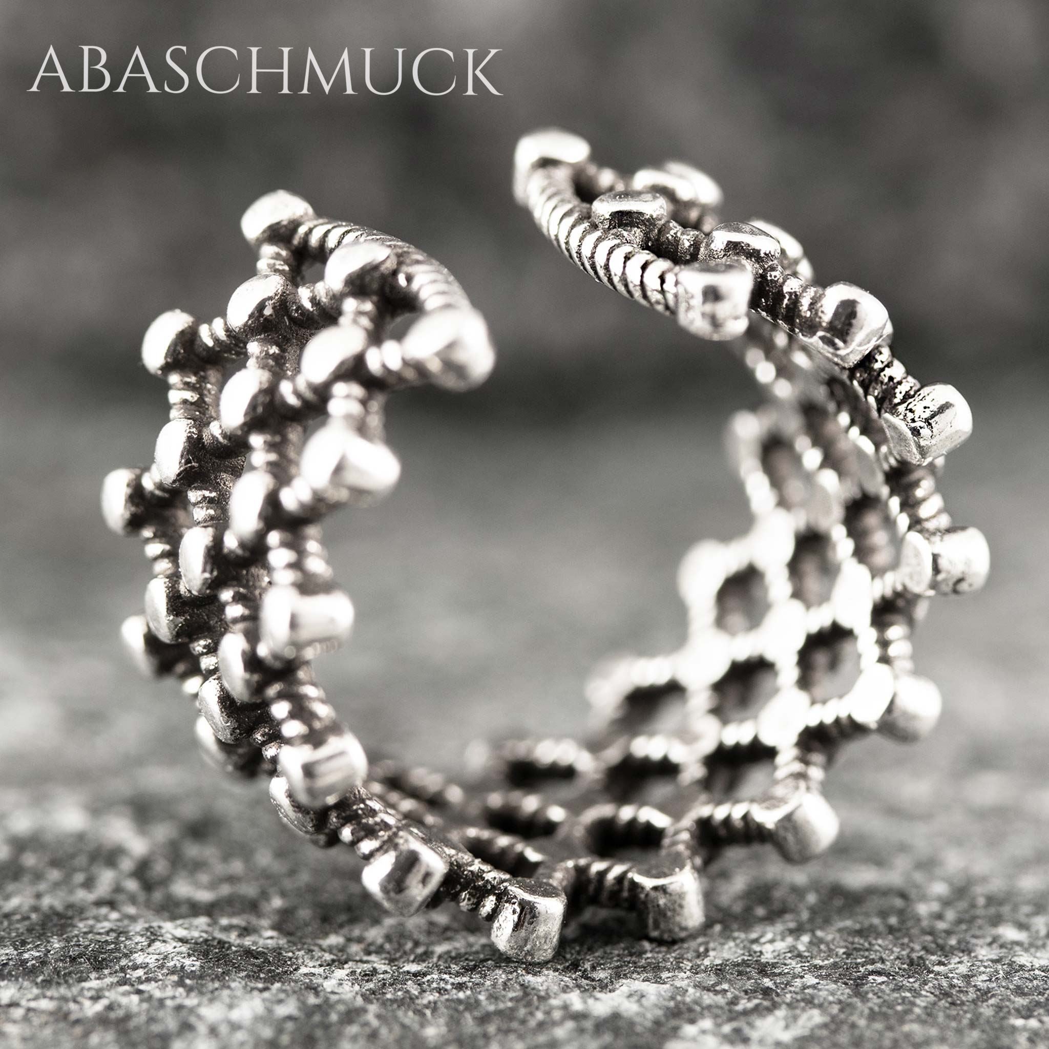 Verstellbarer Ring Bandring offen Silberring – filigraner Designring in Netzoptik