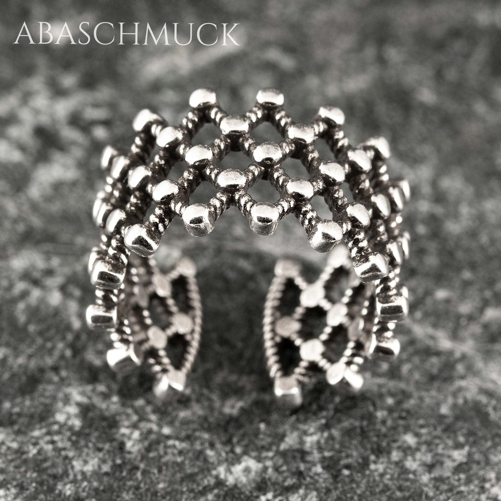 Verstellbarer Ring Bandring offen Silberring – filigraner Designring in Netzoptik