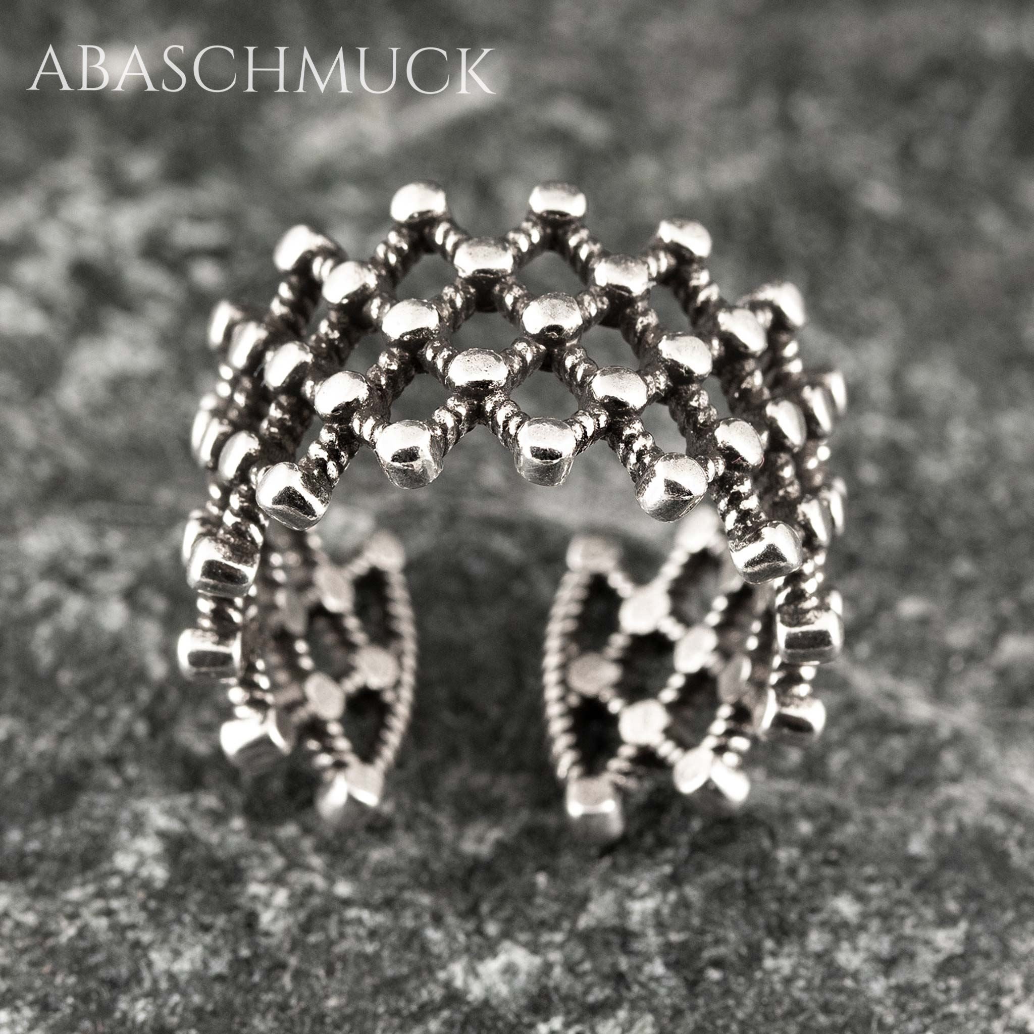 Verstellbarer Ring Bandring offen Silberring – filigraner Designring in Netzoptik