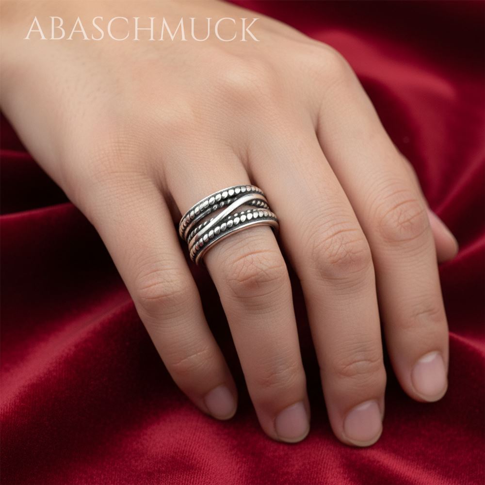 Verstellbarer Ring Bandring offen Silberring – strukturierter Designring  ein stilvoller Statement-Ring