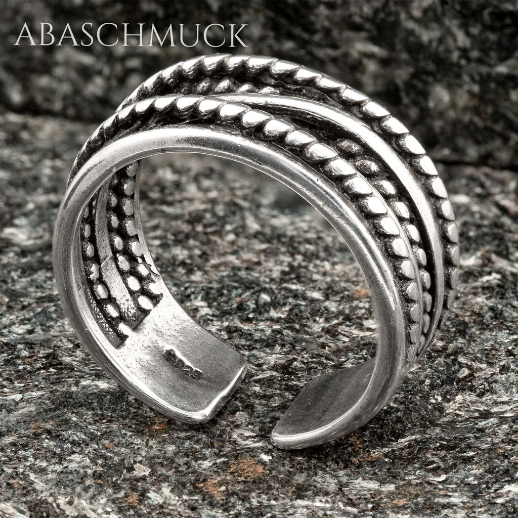 Verstellbarer Ring Bandring offen Silberring – strukturierter Designring  ein stilvoller Statement-Ring