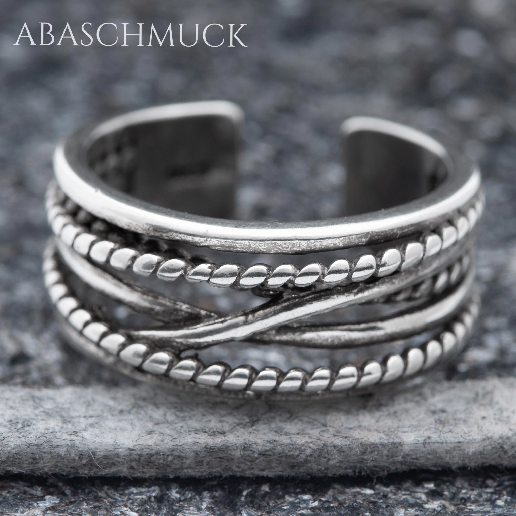 Verstellbarer Ring Bandring offen Silberring – strukturierter Designring  ein stilvoller Statement-Ring