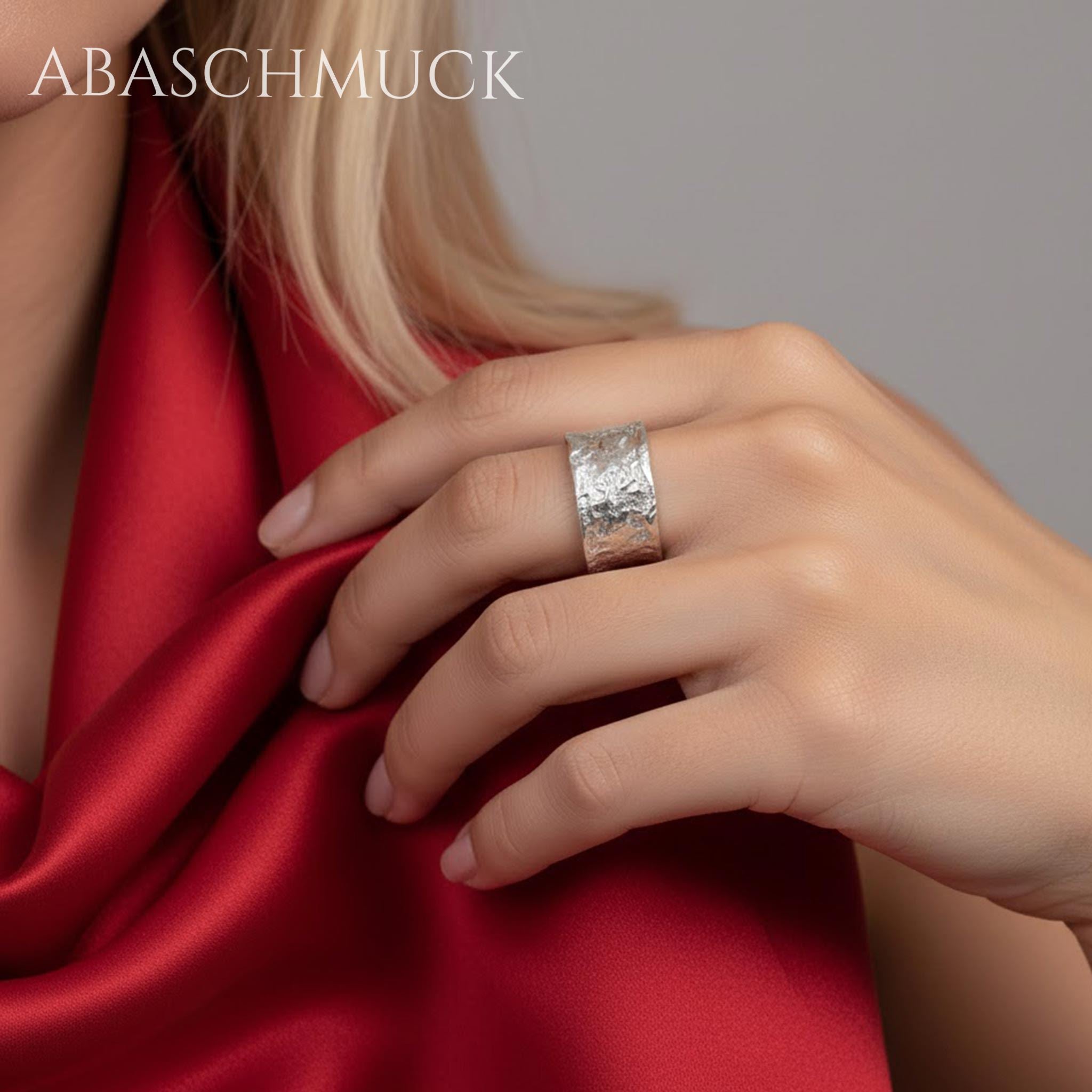 Verstellbarer Ring Bandring offen Silberring – strukturierter Designring in modernem Stil