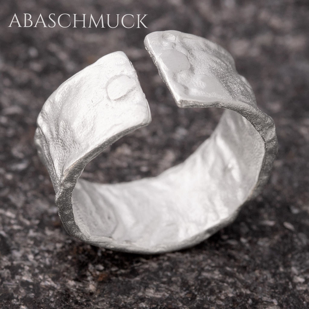 Verstellbarer Ring Bandring offen Silberring – strukturierter Designring in modernem Stil