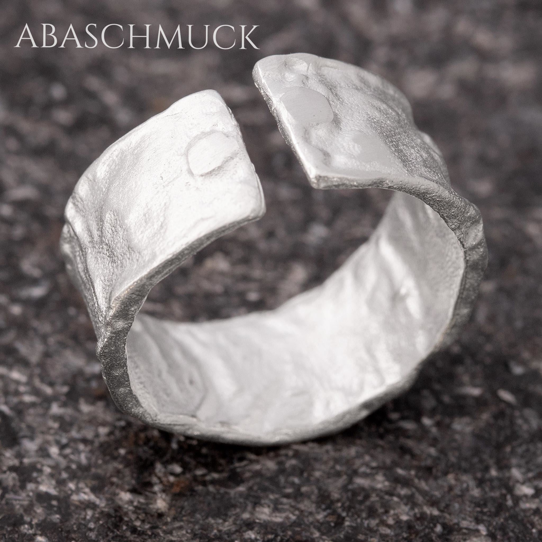 Verstellbarer Ring Bandring offen Silberring – strukturierter Designring in modernem Stil