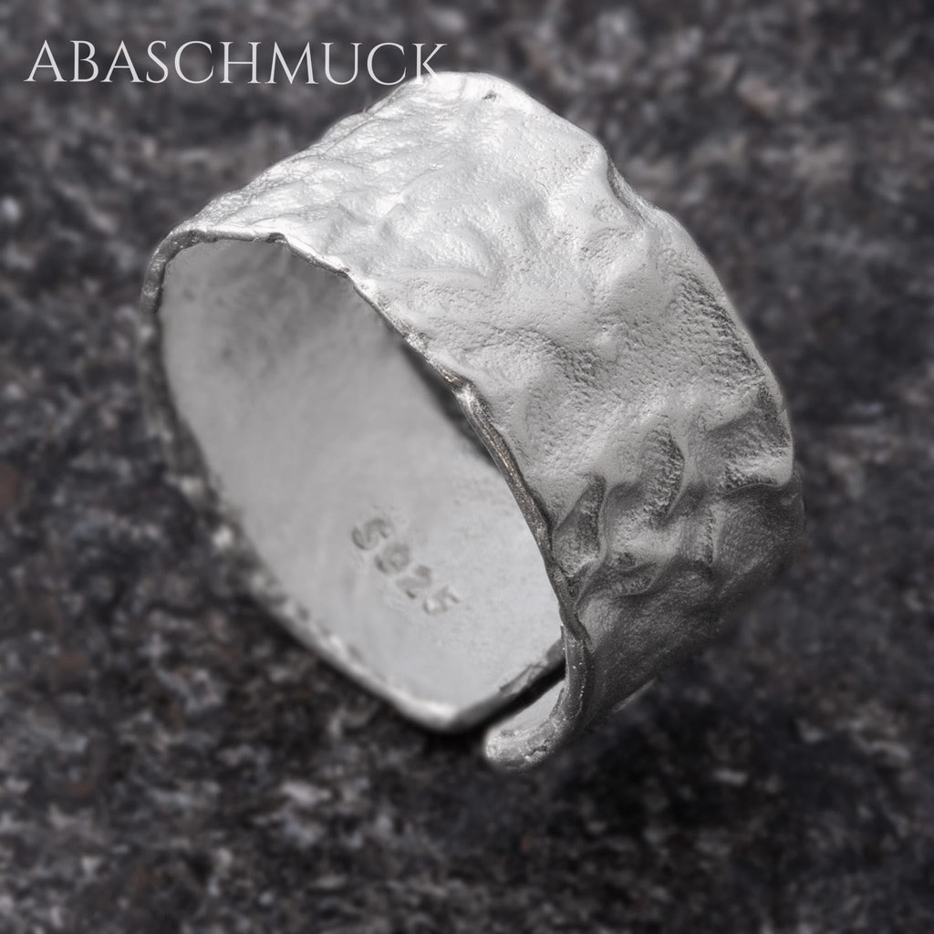 Verstellbarer Ring Bandring offen Silberring – strukturierter Designring in modernem Stil