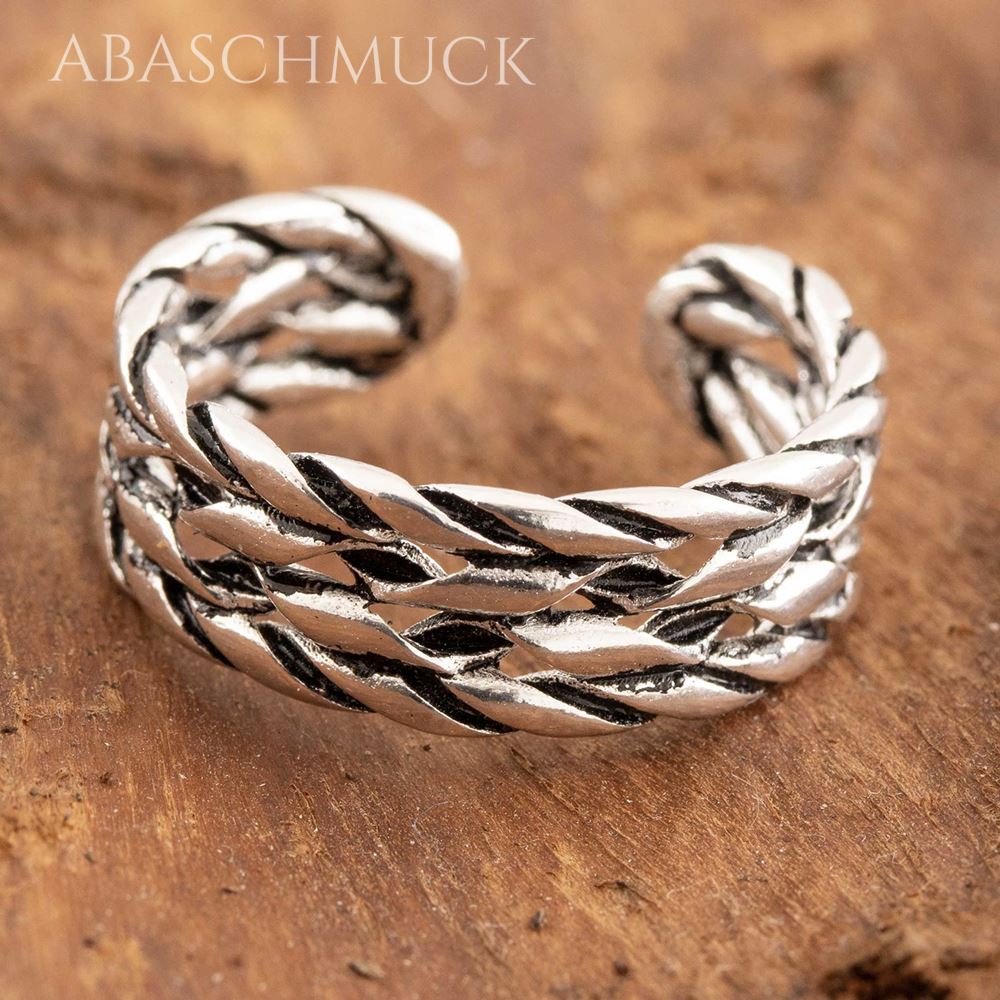 Breiter Silberring 925 mit markanter Flechtoptik