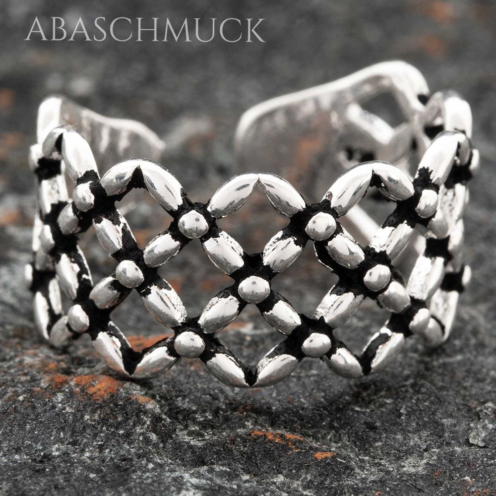 Breiter Silberring 925 offen – Vorderansicht