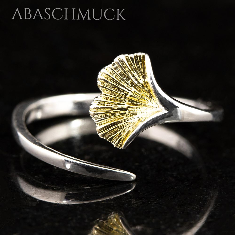 Moderner Silberring mit Blattmotiv – Detail