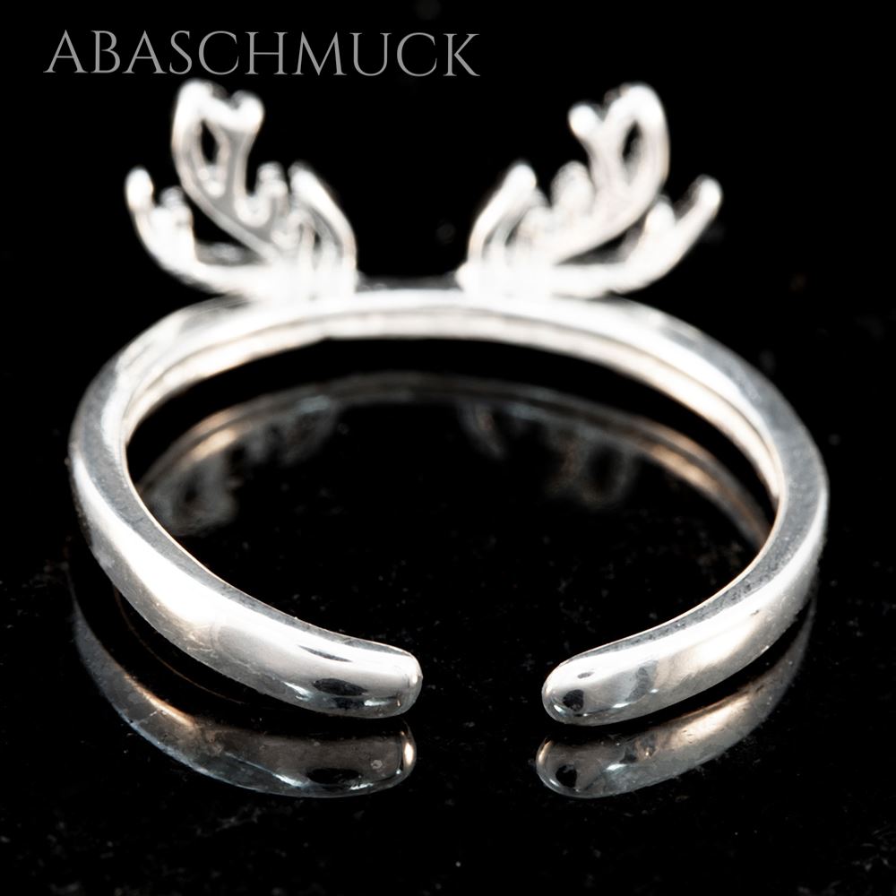Moderner Silberring 925 mit Geweihdesign