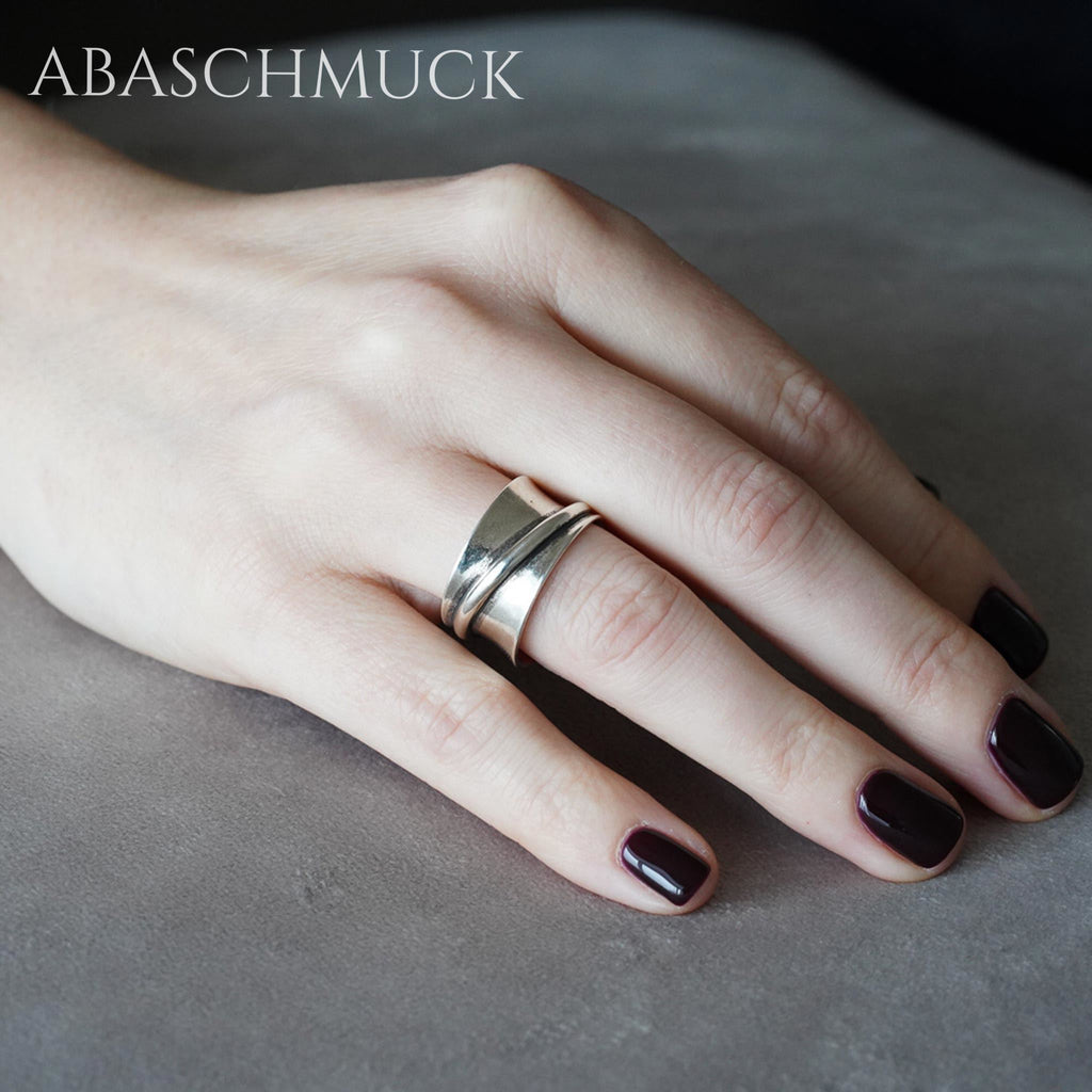 Verstellbarer Ring Bandring offen Silberring – moderner Statementring in elegantem Design