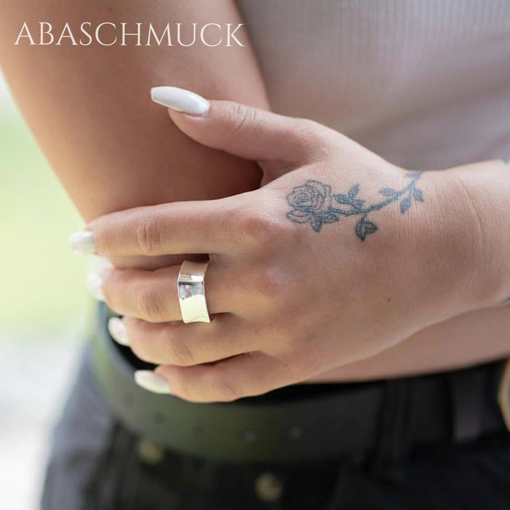 Verstellbarer Ring Bandring offen Silberring – moderner, eckiger Designring aus 925er Silber