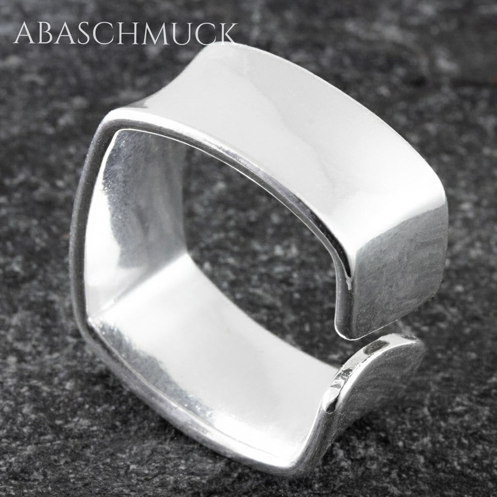 Verstellbarer Ring Bandring offen Silberring – moderner, eckiger Designring aus 925er Silber