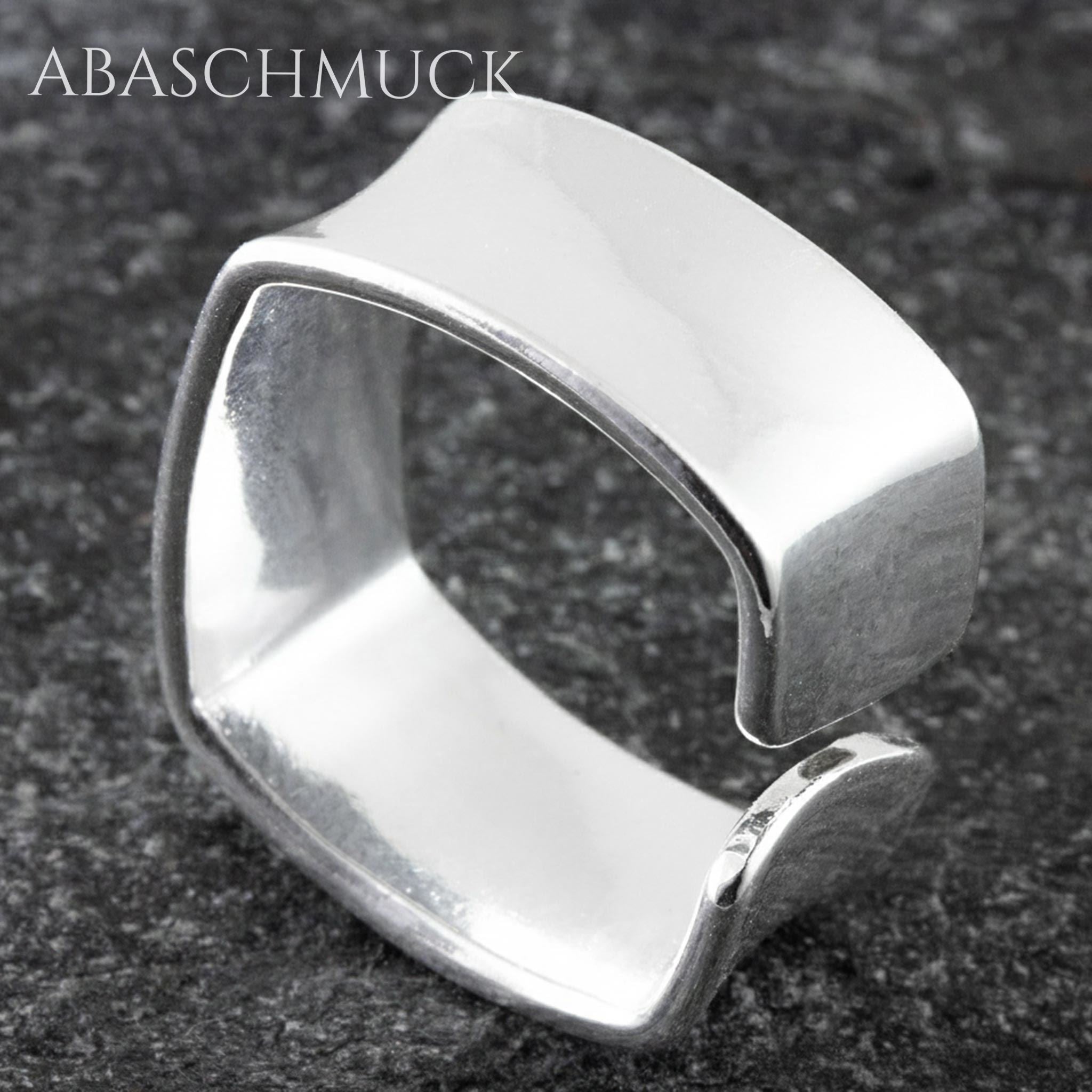 Verstellbarer Ring Bandring offen Silberring – moderner, eckiger Designring aus 925er Silber