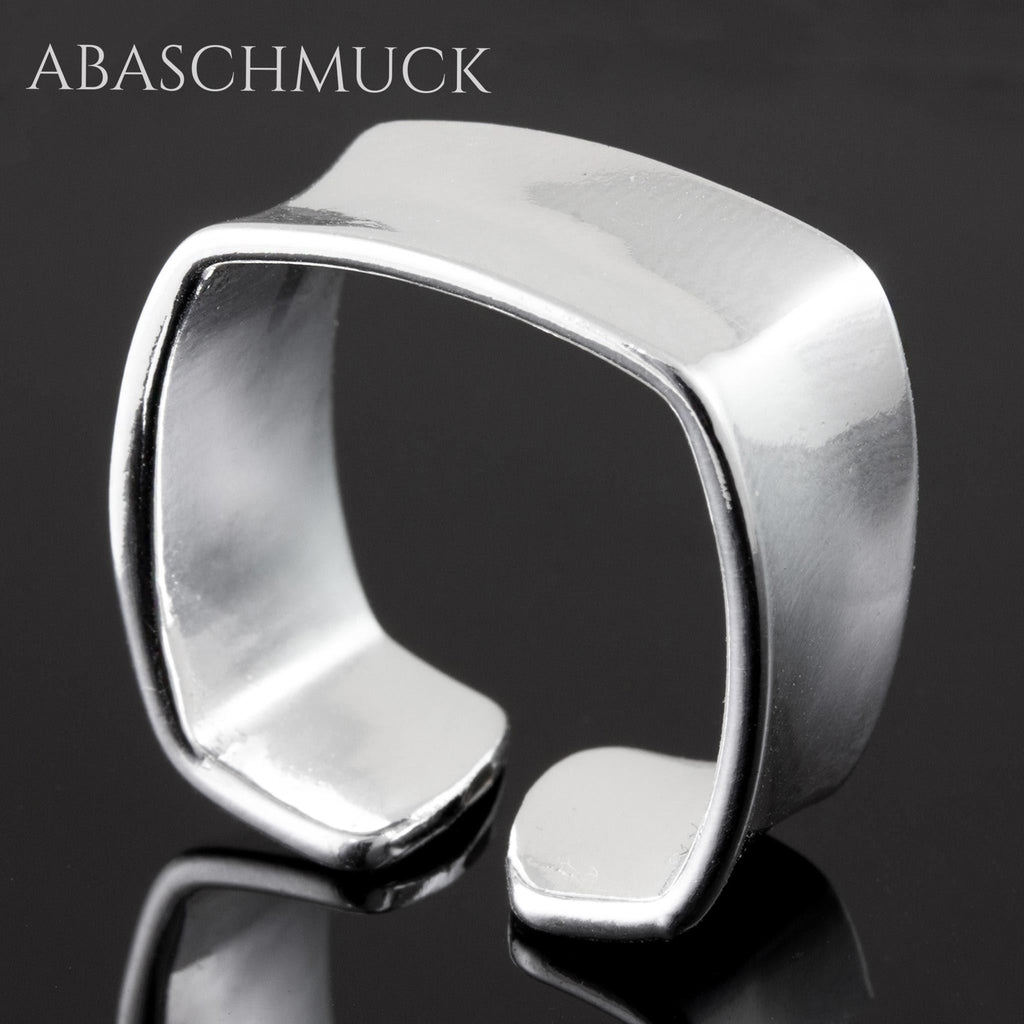 Verstellbarer Ring Bandring offen Silberring – moderner, eckiger Designring aus 925er Silber