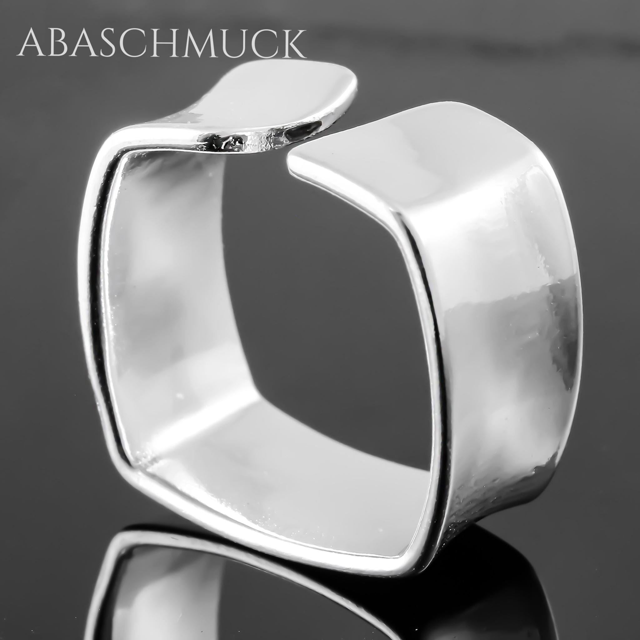 Verstellbarer Ring Bandring offen Silberring – moderner, eckiger Designring aus 925er Silber