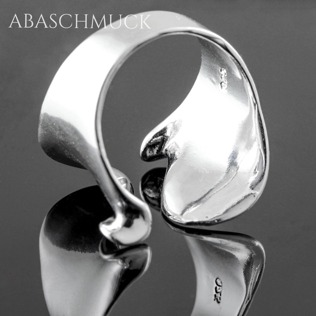 Verstellbarer Ring Bandring offen Silberring – eleganter Designring mit fließender Form