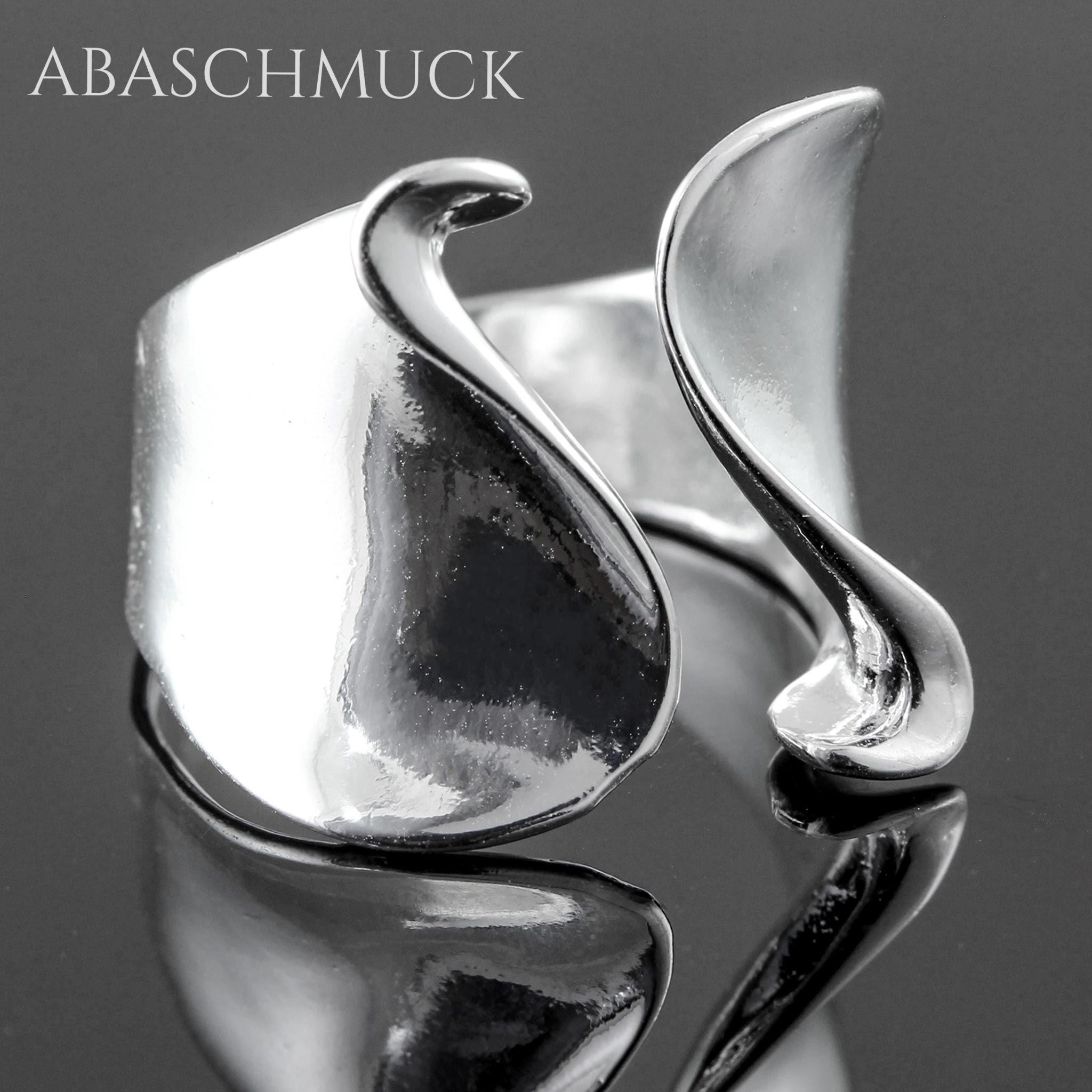 Verstellbarer Ring Bandring offen Silberring – eleganter Designring mit fließender Form