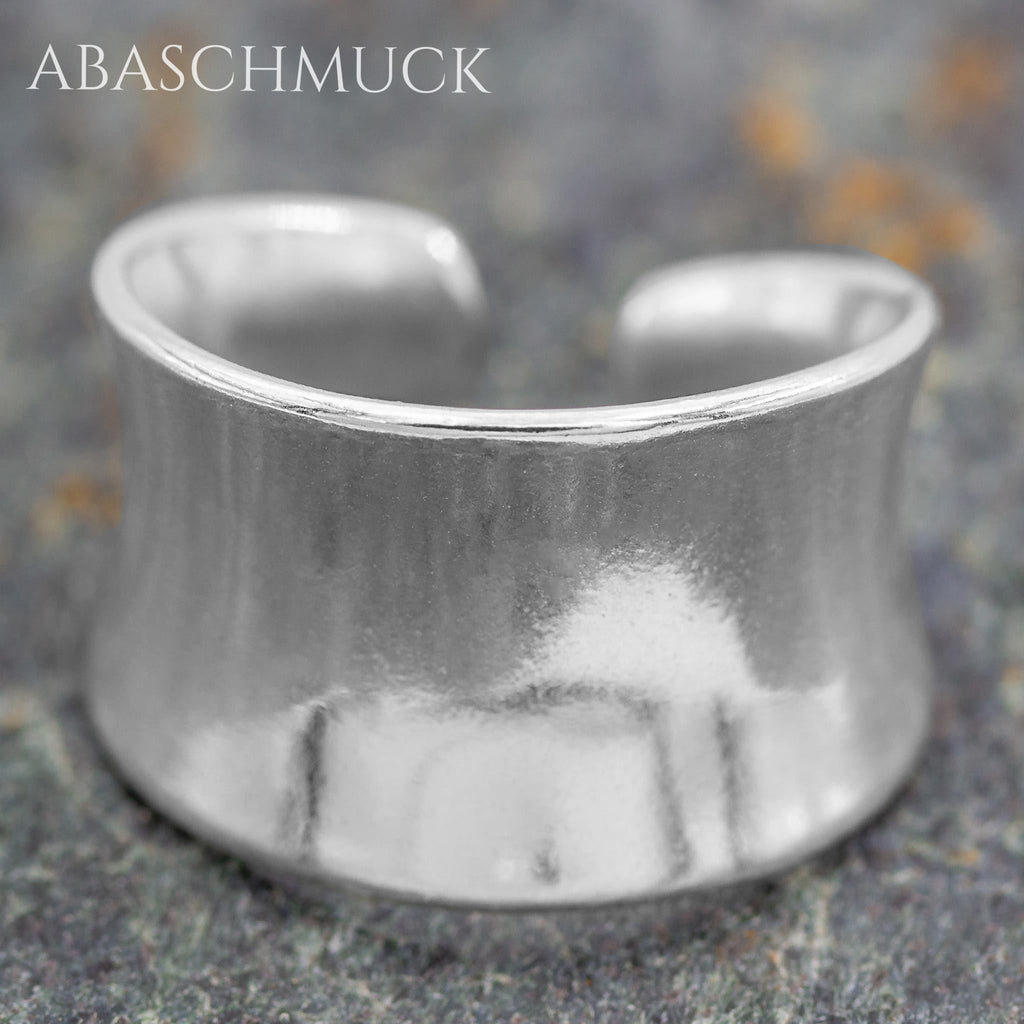 Verstellbarer Ring Bandring offen Silberring – eleganter breiter Damenring aus 925er Silber