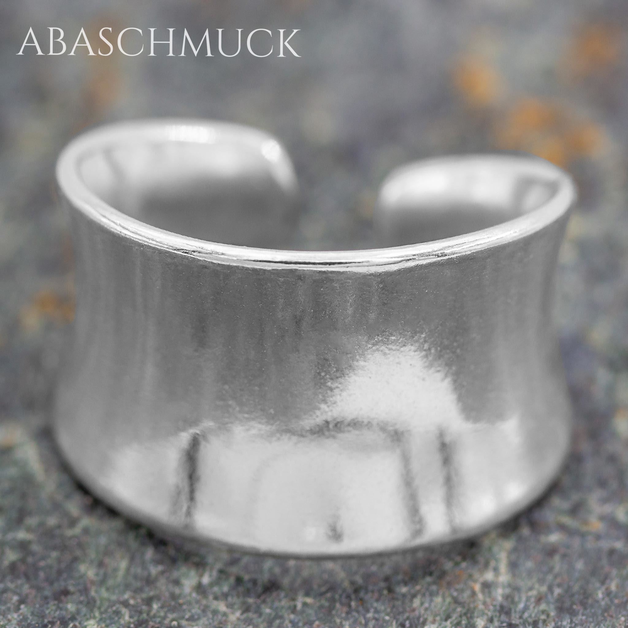 Verstellbarer Ring Bandring offen Silberring – eleganter breiter Damenring aus 925er Silber
