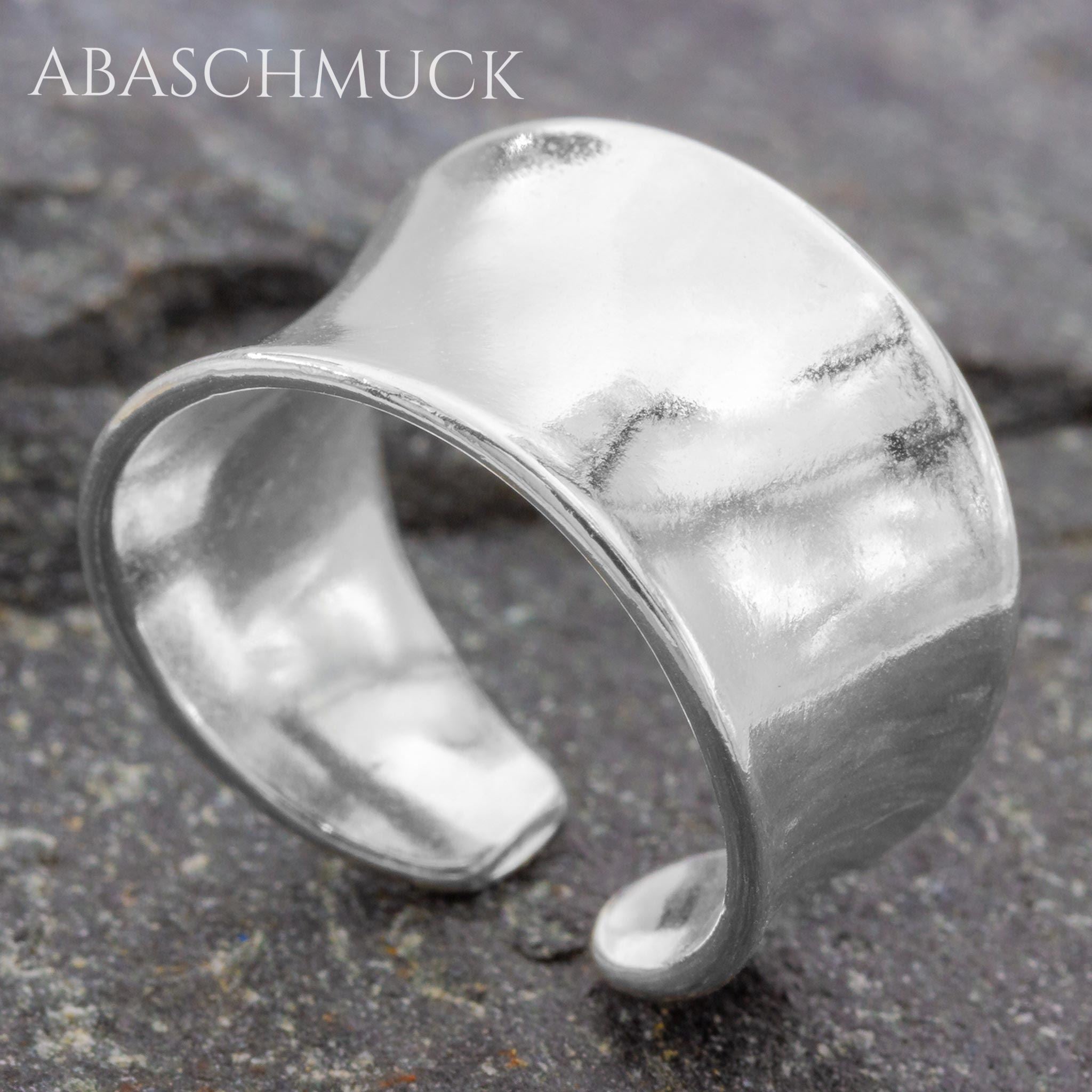 Verstellbarer Ring Bandring offen Silberring – eleganter breiter Damenring aus 925er Silber
