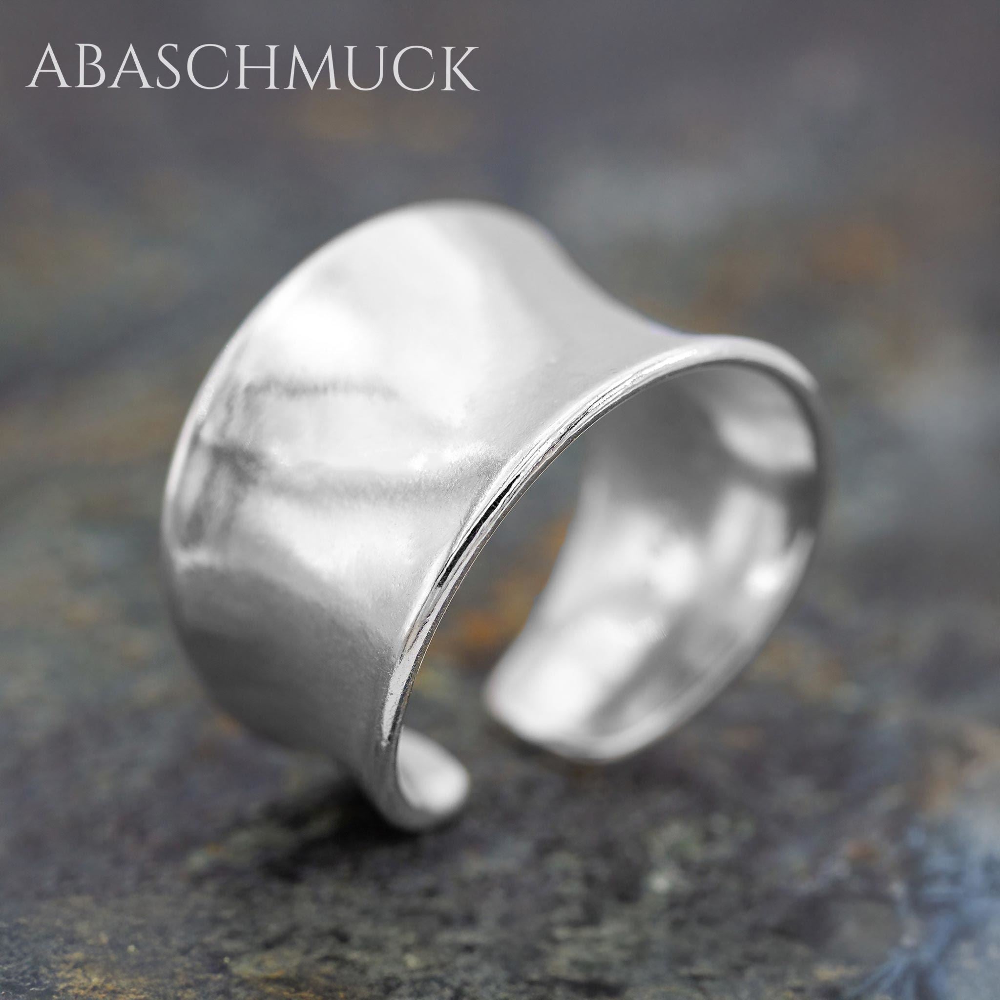 Verstellbarer Ring Bandring offen Silberring – eleganter breiter Damenring aus 925er Silber