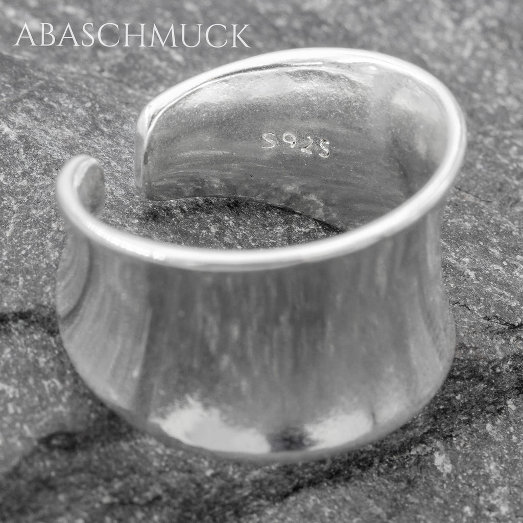 Verstellbarer Ring Bandring offen Silberring – eleganter breiter Damenring aus 925er Silber
