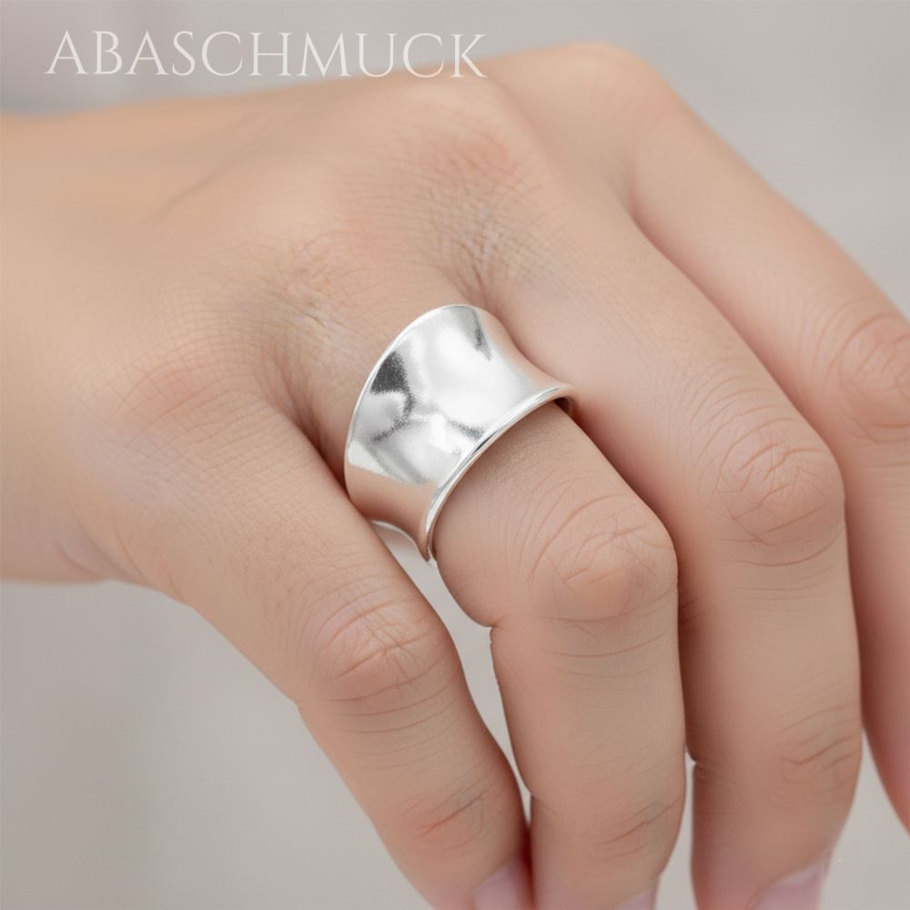 Verstellbarer Ring Bandring offen Silberring – eleganter breiter Damenring aus 925er Silber