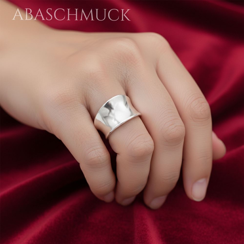 Verstellbarer Ring Bandring offen Silberring – eleganter breiter Damenring aus 925er Silber