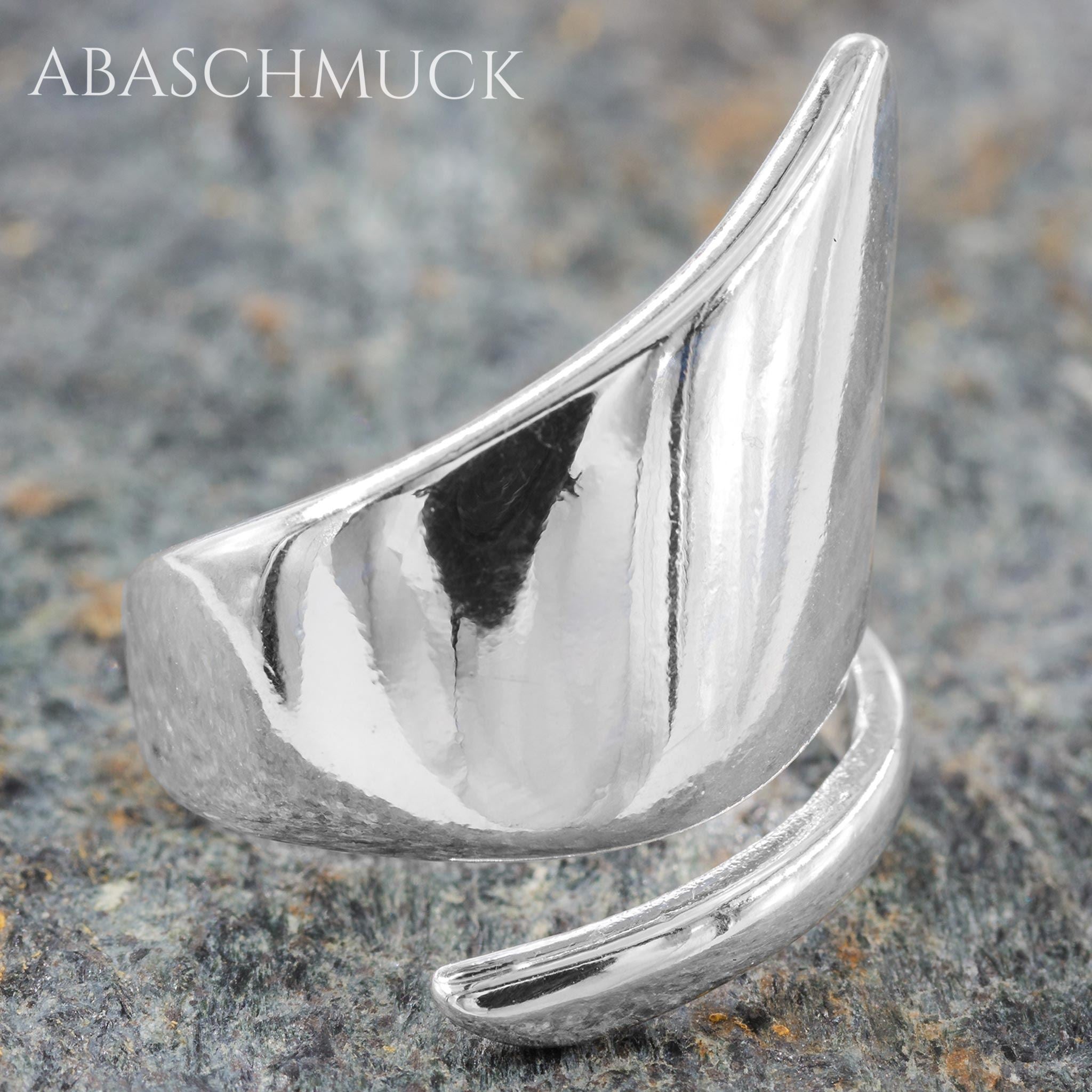 Verstellbarer Ring, Bandring, offen Silberring mit moderner geschwungener Form