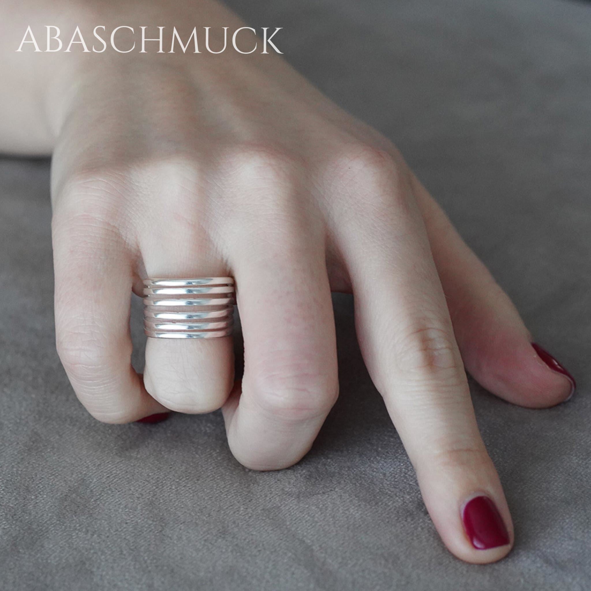 Verstellbarer Ring Silber 925 – moderner Bandring offen Silberring für Damen