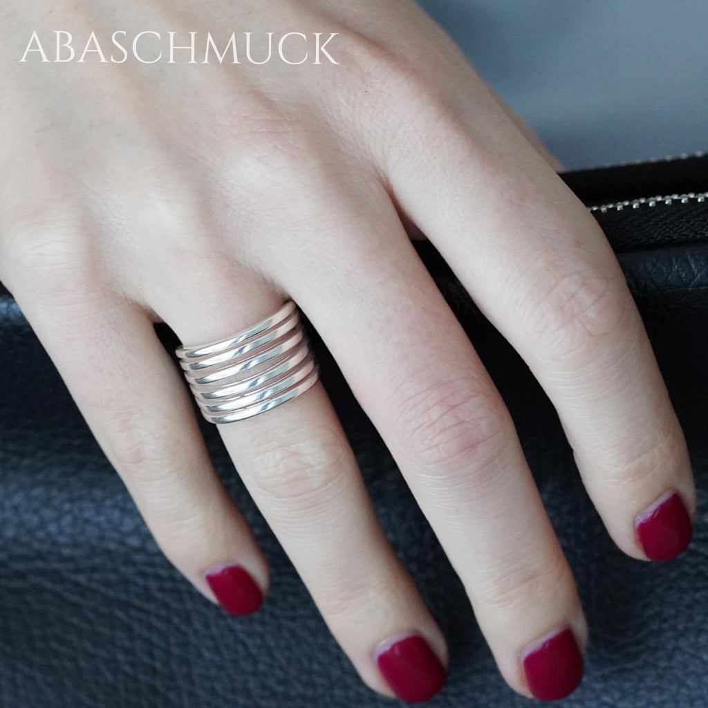 Verstellbarer Ring Silber 925 – moderner Bandring offen Silberring für Damen