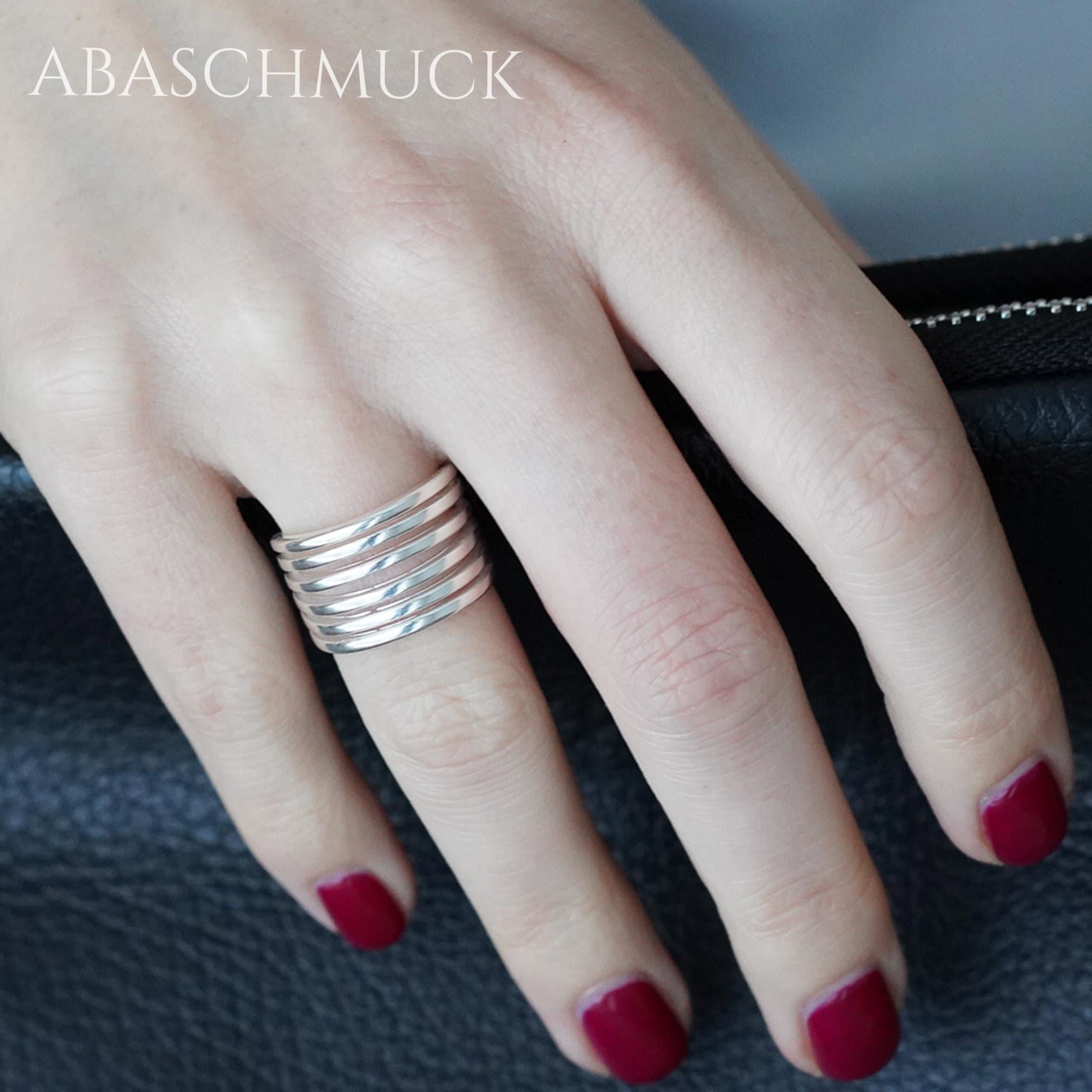 Verstellbarer Ring Silber 925 – moderner Bandring offen Silberring für Damen