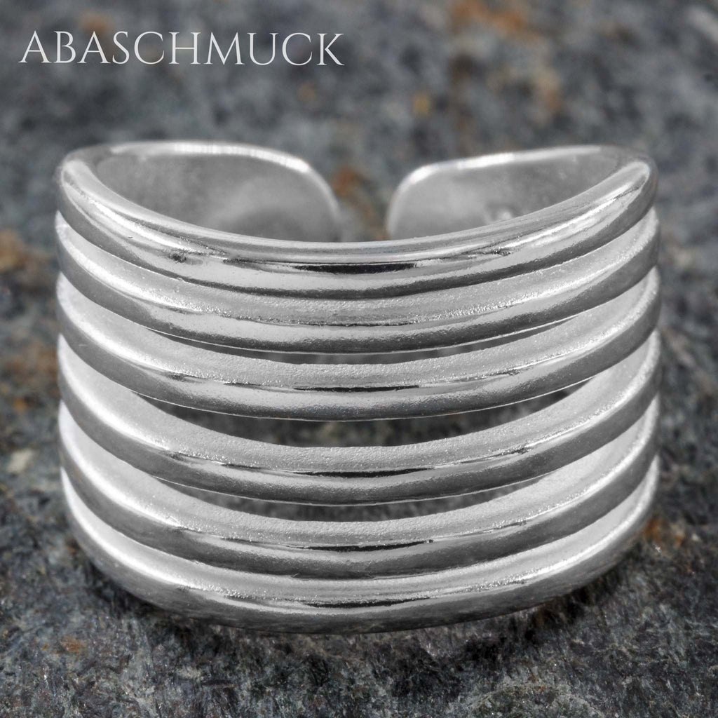 Verstellbarer Ring Silber 925 – moderner Bandring offen Silberring für Damen