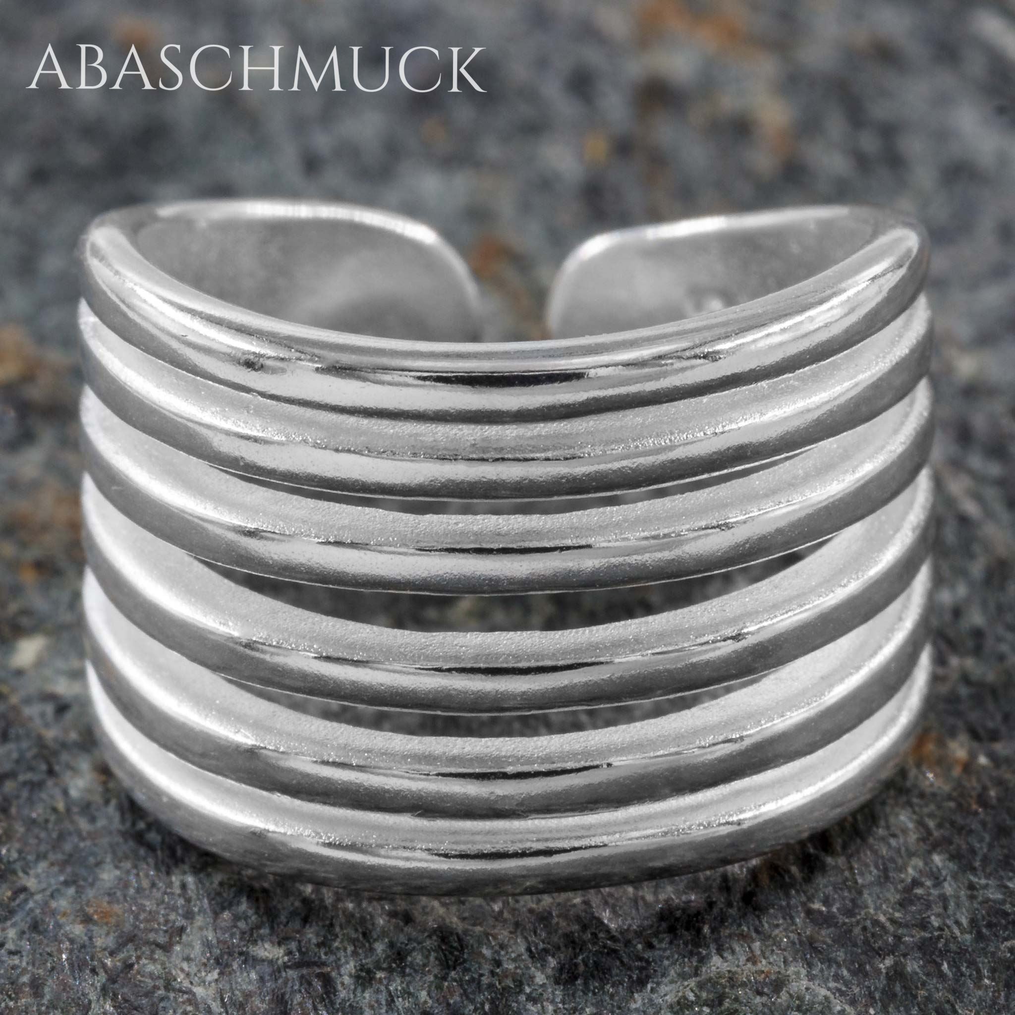 Verstellbarer Ring Silber 925 – moderner Bandring offen Silberring für Damen